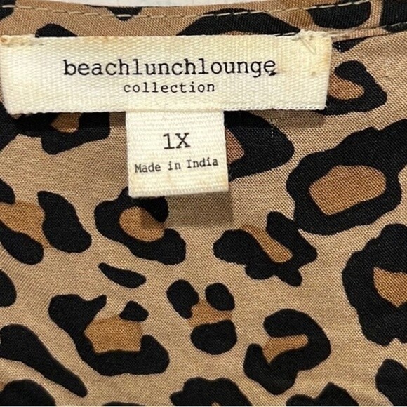 Beach lunch lounge leopard print sleeveless mini dress size 1X - Picture 6 of 8